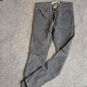 Gray slim straight leg corduroy jeans by Joe's.
